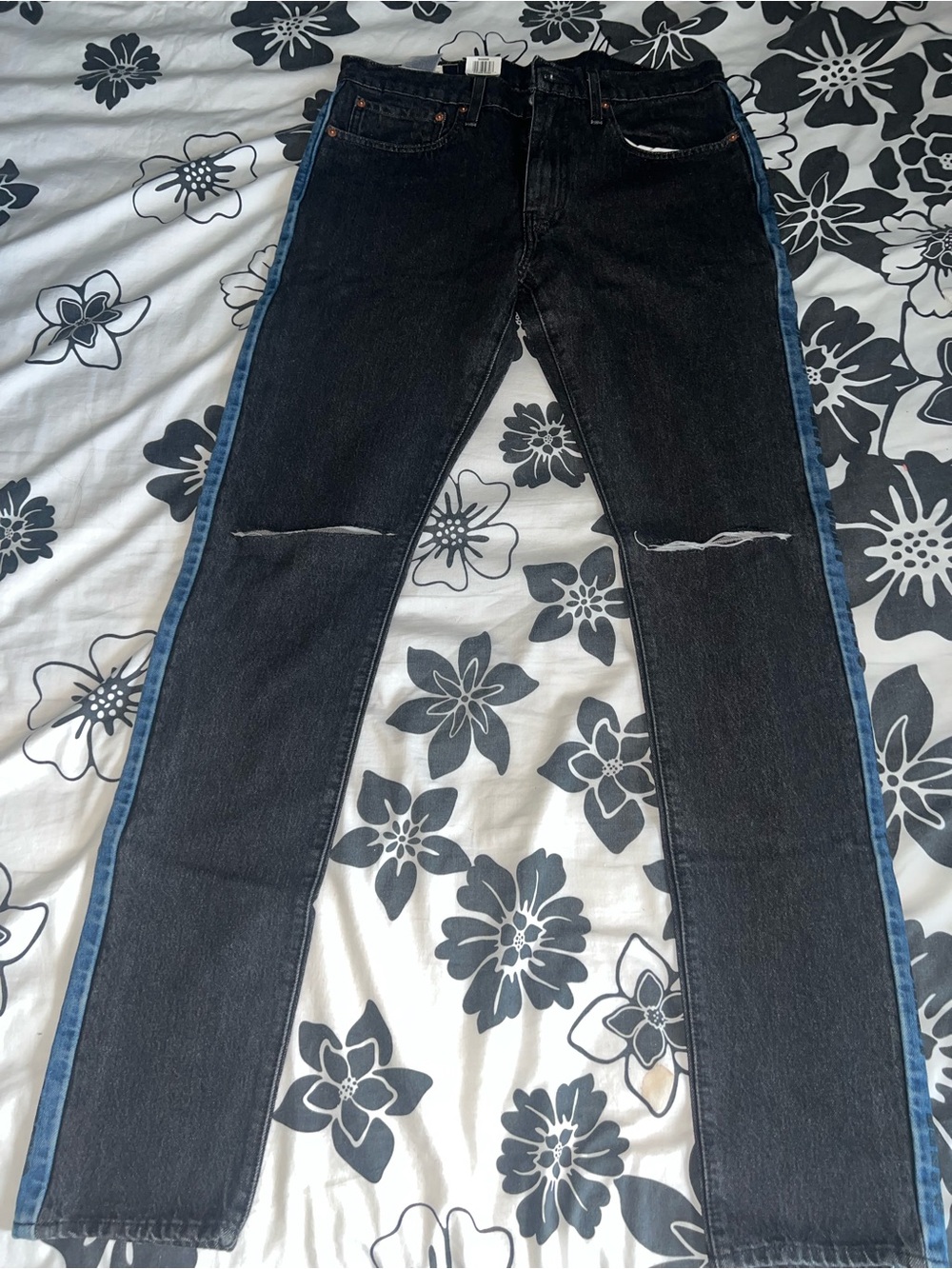 Levi's Black Skinny Jeans with Blue Side Panels